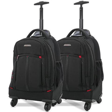 Aerolite (55x35x23cm) Executive 4 Wheel Mobile Trolley Backpack Business Hand Cabin Luggage (x2 Set)